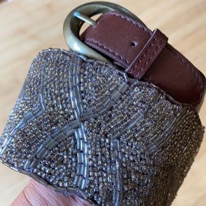 Anthropology Jasper & Jeera beaded leather belt sm